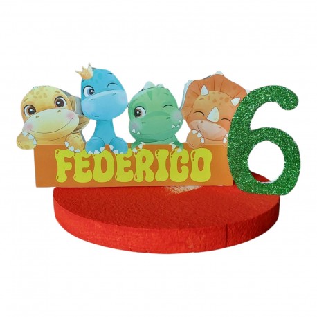 Sagoma 3D Personalizzata Dinosauri in Polistirolo con Nome e Numero Glitterato – Decorazione Festa di Compleanno