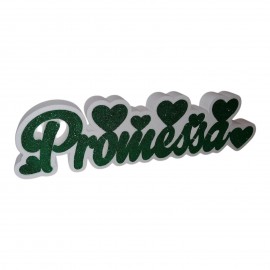 Scritta Promessa Sposi in Polistirolo con Cuoricini – Centro Tavola Matrimonio o Festa di Fidanzamento – 39x13 cm