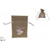 Sacchetto Juta con Orsetto e Cuore Rosa – Bomboniera Portaconfetti Nascita, Battesimo, Baby Shower