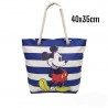 Borsa Mare Donna Bambina Disney Mickey Mouse – 40x35 cm a Righe Blu con Manici in Corda