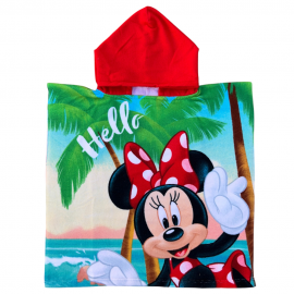 Poncho Mare Bambina Minnie Disney 110x55 cm – Accappatoio Microfibra con Cappuccio, Asciugatura Rapida