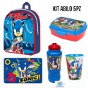 Set Scuola Asilo Sonic 5 Pezzi – Zaino 30 cm, Borraccia, Porta Merenda, Bicchiere e Tovaglietta