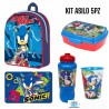 Set Scuola Asilo Sonic 5 Pezzi – Zaino 30 cm, Borraccia, Porta Merenda, Bicchiere e Tovaglietta