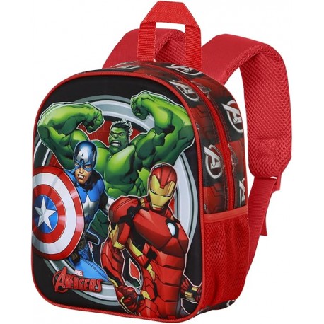Zainetto Scuola Asilo Materna Avengers Marvel con Rilievo 3D - Compatto e Pratico con Tasche Laterali