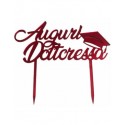 Cake Topper “Auguri Dottoressa” in Plexiglass Rosso Specchiato – Elegante Decorazione per Laurea