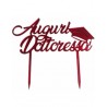 Cake Topper “Auguri Dottoressa” in Plexiglass Rosso Specchiato – Elegante Decorazione per Laurea