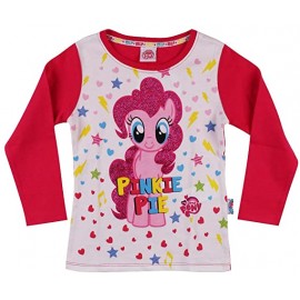  T-Shirt Manica Lunga Disney My Little Pony per Bambina - Taglia 3 Anni, Rosso con Glitter