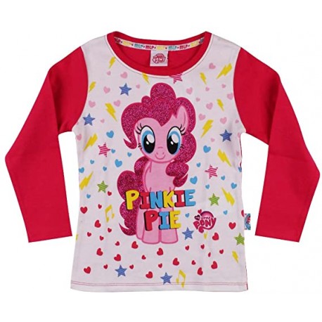 T-SHIRT MANICA LUNGA GLITTER DISNEY MY LITTLE PONY BAMBINA RAGAZZA 3 ANNI ROSSO