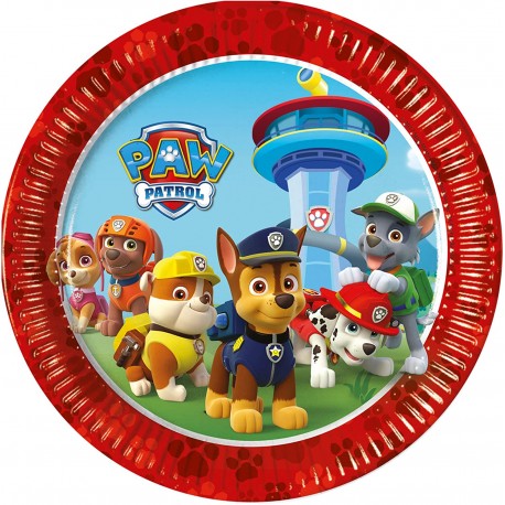 8 piatti in cartone rossi Paw Patrol 23cm Feste & Compleanni