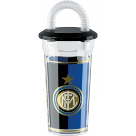 Bicchiere con Cannuccia FC.INTER Ufficiale 430ml - Neroazzurri per Sport e Scuola