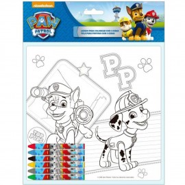 Tela da Colorare 20 x 20 cm + 6 pastelli Paw Patrol, Argento, Bianco, 3 x 13 x 2 cm