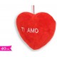Cuscino Cuore Rosso in Peluche con Frase 'Ti Amo' - 40 cm, Scritta Ricamata