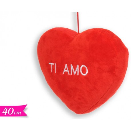 CUSCINO CUORE ROSSO TI AMO 40CM SAN VALENTINO AMORE REGALO D'AMORE