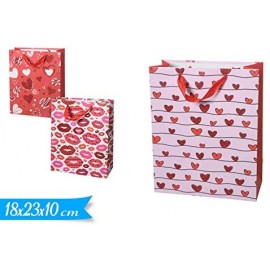 BUSTA SHOPPER  REGALO GLITTER LOVE 18x10x23CM