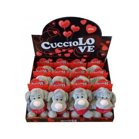 PELOUCHE CUCCIOLO CANE CON CUORE SAN VALENTINO CM 15