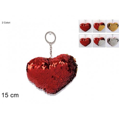 PORTACHIAVI CUORE CON PAILETTES CM 15 SAN VALENTINO