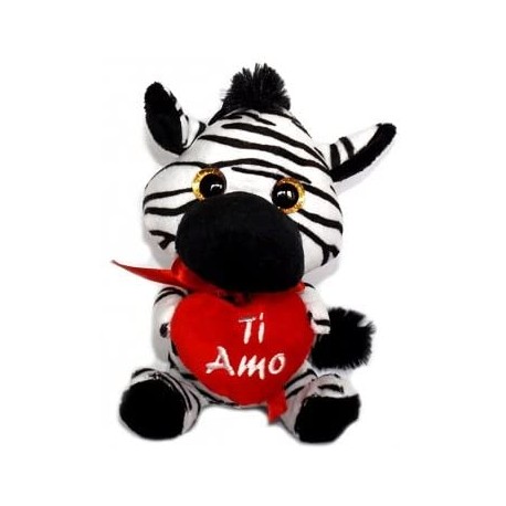 PELOUCHE PUPAZZO SWEET HEART ZEBRA CON CUORE CM 15