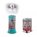Lampada cilindrica da Tavolo Disney Frozen Anna Elsa con proiettore led 20cm Luce Notturna Idea Regalo Bambina