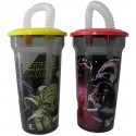 BICCHIERE CON CANNUCCIA  PER BAMBINI STAR WARS MARVEL PLASTICA ML.430