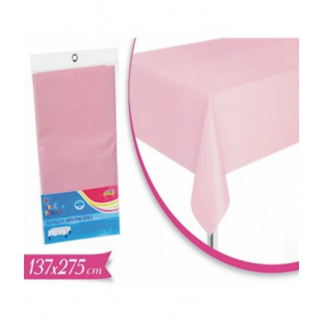 Bella Tovaglia Di Plastica Rosa /Bianco Crema274 Cm X 137 Cm