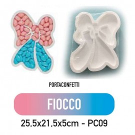 FIOCCO PORTACONFETTI DI POLISTIROLO NASCITA/BATTESIMO 25X21CM