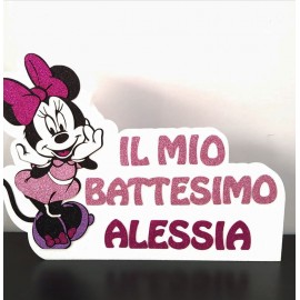 Sagoma Personalizzata Minnie per Battesimo - Nome da Personalizzare - Polistirolo 60x45 cm