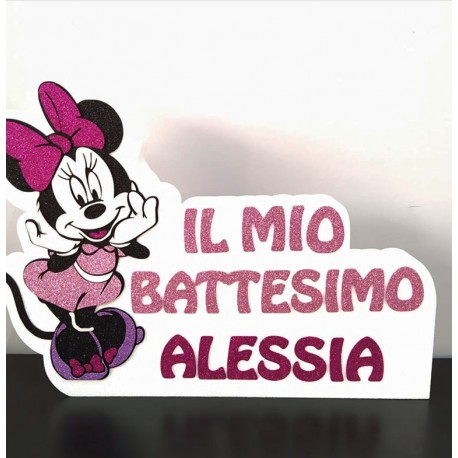 Sagoma Personalizzata Minnie per Battesimo - Nome da Personalizzare - Polistirolo 60x45 cm