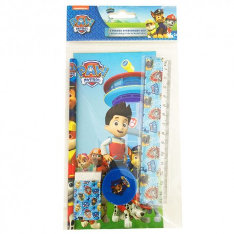 Blister scuola 5 pezzi Paw Patrol Matita Notes Gomma Righello Temperino Blister scuola 5 pezzi Paw Patrol Matita Notes Gomma Righello Temperino