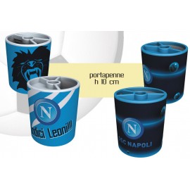 Portapenne da Scrivania in Latta Cilindrica SSC Napoli Ufficiale - Organizer Multi Scomparto per Ufficio e Scuola