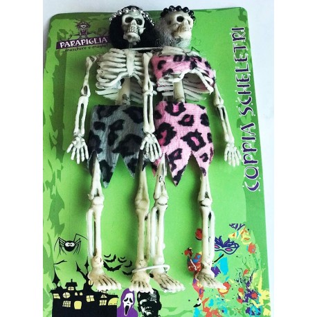 Scheletro Coppia Figurine Decorazioni di Halloween cm 11 Uomo Donna