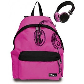 ZAINO AMERICANO BESMART CON CUFFIE FUCSIA SCUOLA VIAGGIO TEMPO LIBERO CM.40