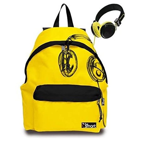 ZAINO AMERICANO BESMART CON CUFFIE GIALLO SCUOLA VIAGGIO TEMPO LIBERO CM.40