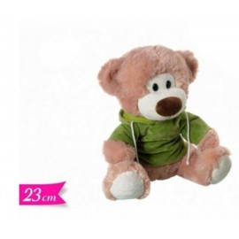 Orso di peluche con felpa maglione e cappuccio cm 23