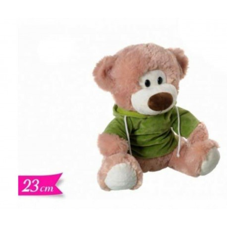 Orso di peluche con felpa maglione e cappuccio cm 23