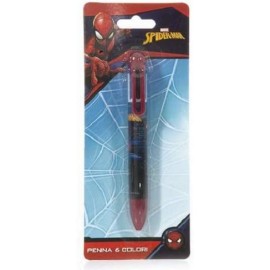 Gadget Compleanno Penna in Blister Spiderman Marvel sei colori con Laccio Regalini Festa Bambino