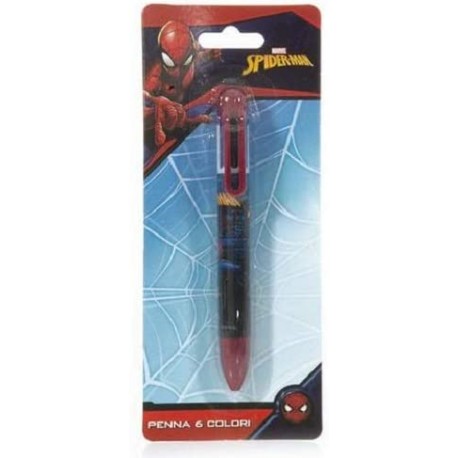 Penna in blister Spiderman a sei colori con laccio Marvel Bambino uomo ragno