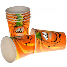 Bicchieri halloween carta confezione 6 pz 10cm fantasia zucca