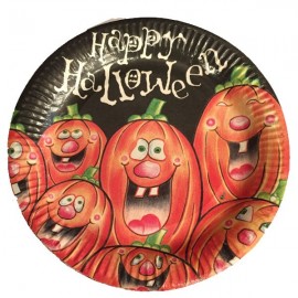 Piatti piani festa zucche halloween 23cm grande Conf.6 Pz