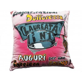 Cuscino regalo laureata 40x40 colore rosa cuscino a rilievo  idea regalo