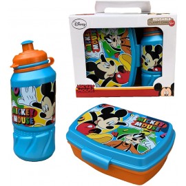 Set Borraccia da 400 ml e Sandwich Box  Portamerenda per bambini in plastica Mickey Mouse Disney