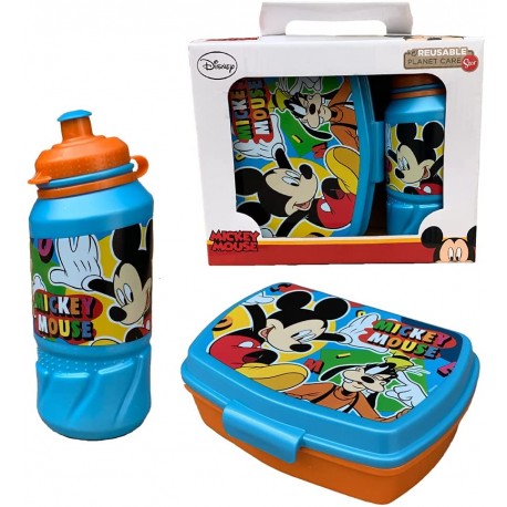 Set Mickey Mouse Disney Topolino Borraccia Sport + PORTAMERENDA in Confezione