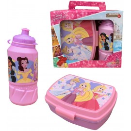 Set Borraccia da 400 ml e Sandwich Box Portamerenda per Bambina in plastica Principesse Disney