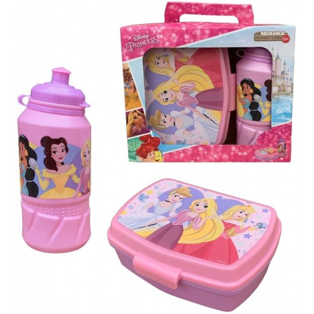 Set Principesse Disney Ariel Cenerentola Rapunzel Biancaneve Jasmine Borraccia + PORTAMERENDA in Confezione