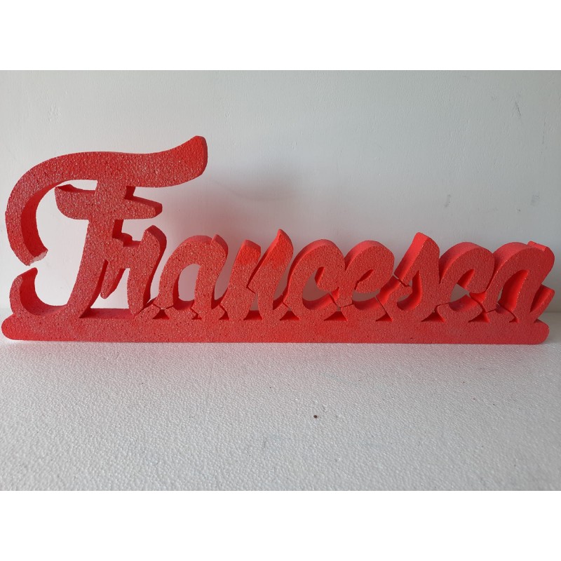 SCRITTA NOME 5 LETTERE PERSONALIZZATO ROSSO 60CM X 5CM POLISTIROLO