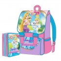 KIT SCUOLA SCHOOL PACK ZAINO ESTENSIBILE + ASTUCCIO 3 ZIP DISNEY PRINCIPESSE PETS