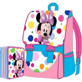 Kit Scuola School Pack Zaino Estensibile + Astuccio 3 Zip Disney  MINNIE MOUSE