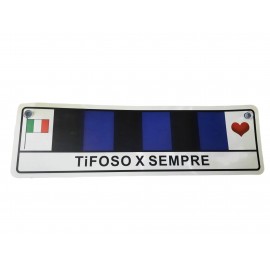 TARGA AUTO PERSONALIZZATA DEL TIFOSO DEL CUORE 22X6CM COMPLETA DI VENTOSE NERO AZZURRO