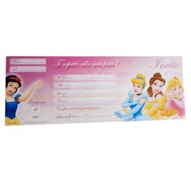 BIGLIETTI INVITI COMPLEANNO BAMBINA DISNEY PRINCIPESSE PZ.20 CM.22.5 X CM.7.6