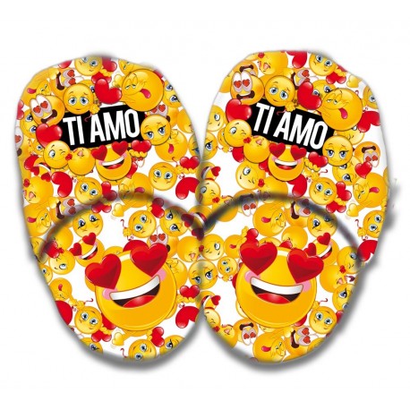 PANTOFOLE CIABATTONI SMILE TI AMO IDEA REGALO EMOTICON