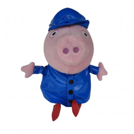 Pupazzo Peppa Pig con Impermeabile Blu 30 cm Peluche